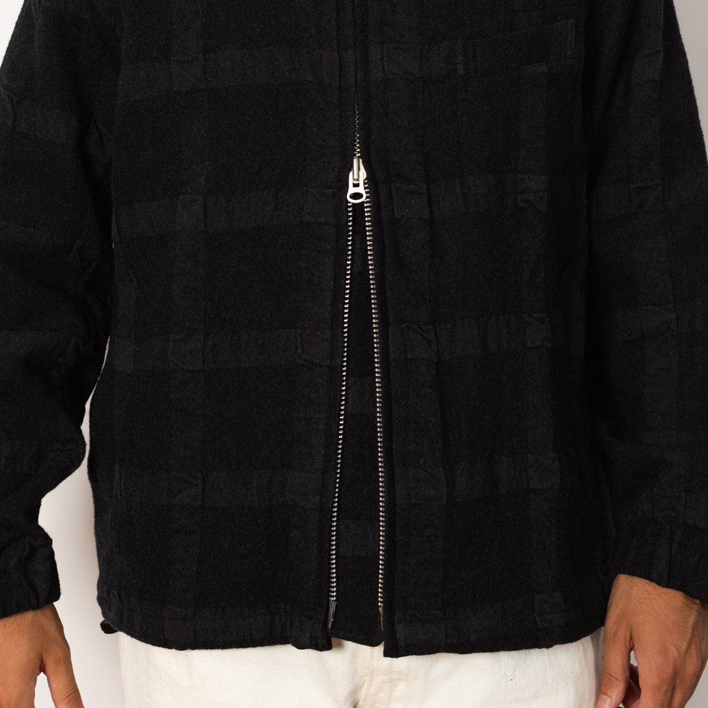 Check Zip Up Short Jacket - Charcoal
