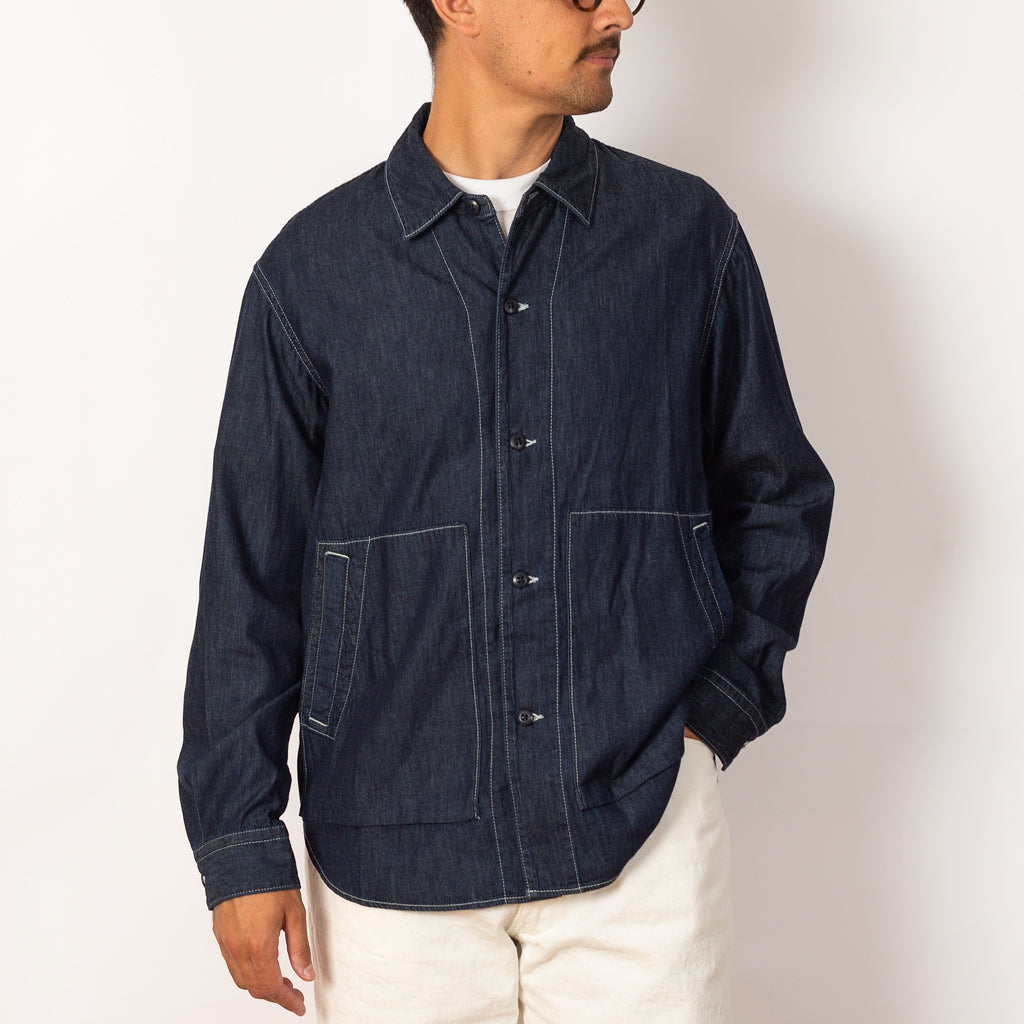 5oz Uneven Yarn Denim Shirt Jacket - Navy