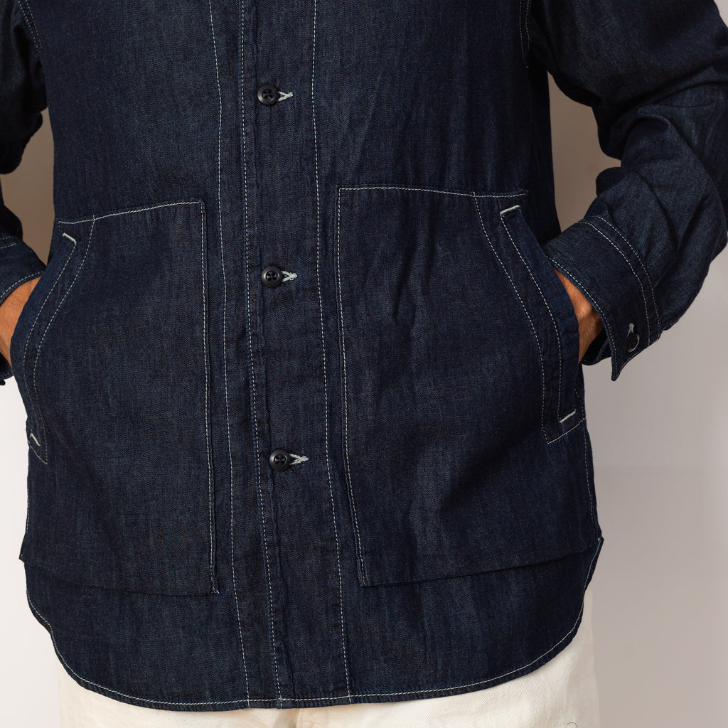 5oz Uneven Yarn Denim Shirt Jacket - Navy