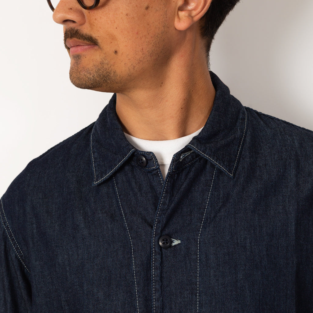 5oz Uneven Yarn Denim Shirt Jacket - Navy