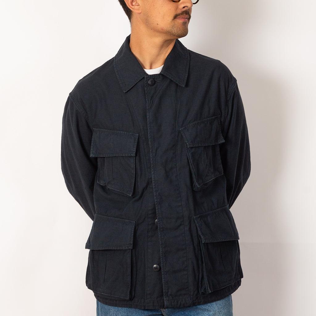 Back Satin Fatigue Jacket - Navy