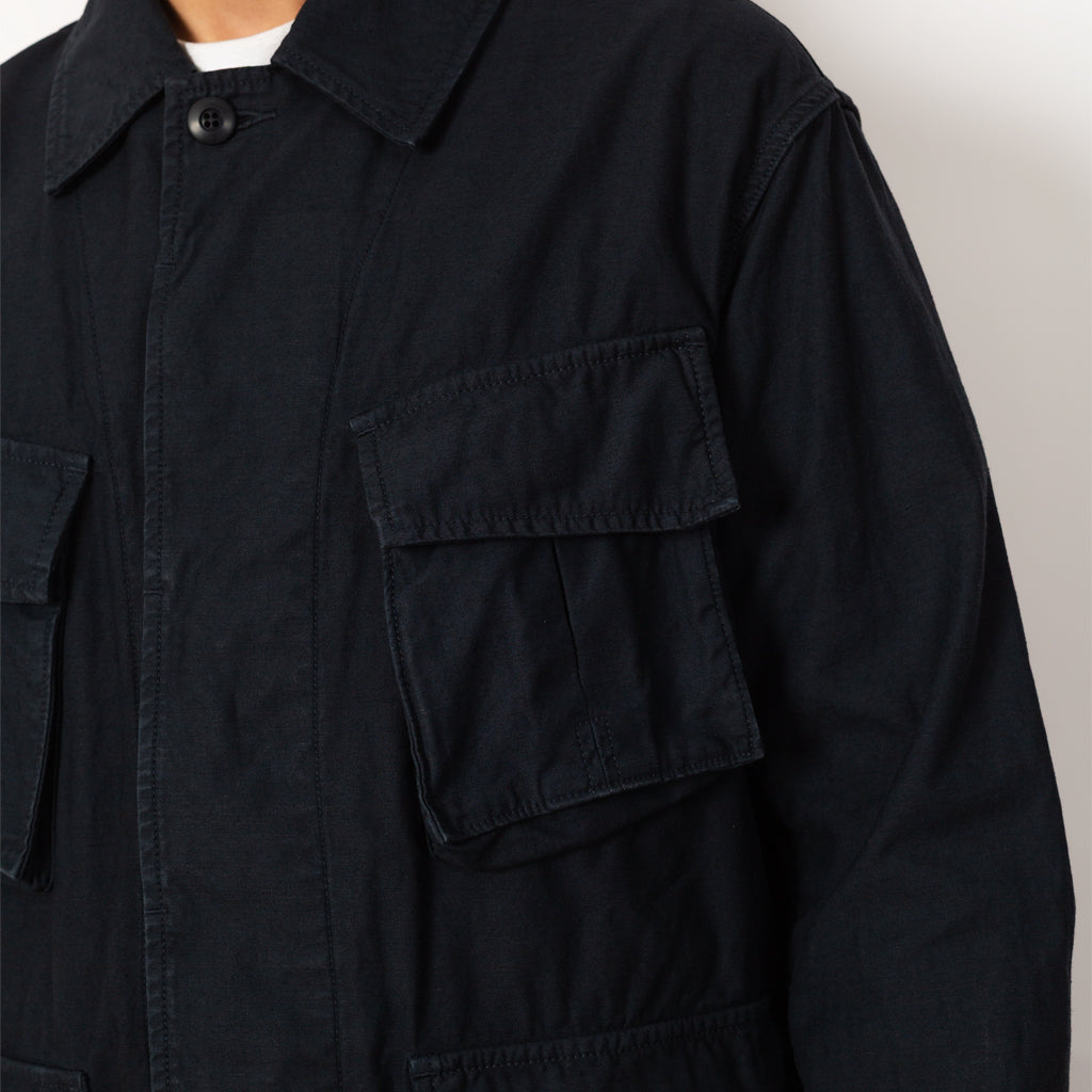Back Satin Fatigue Jacket - Navy