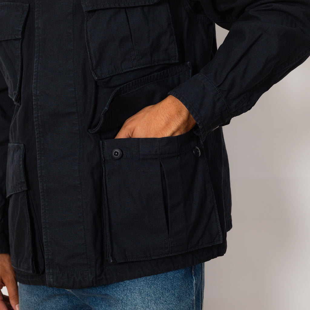 Back Satin Fatigue Jacket - Navy