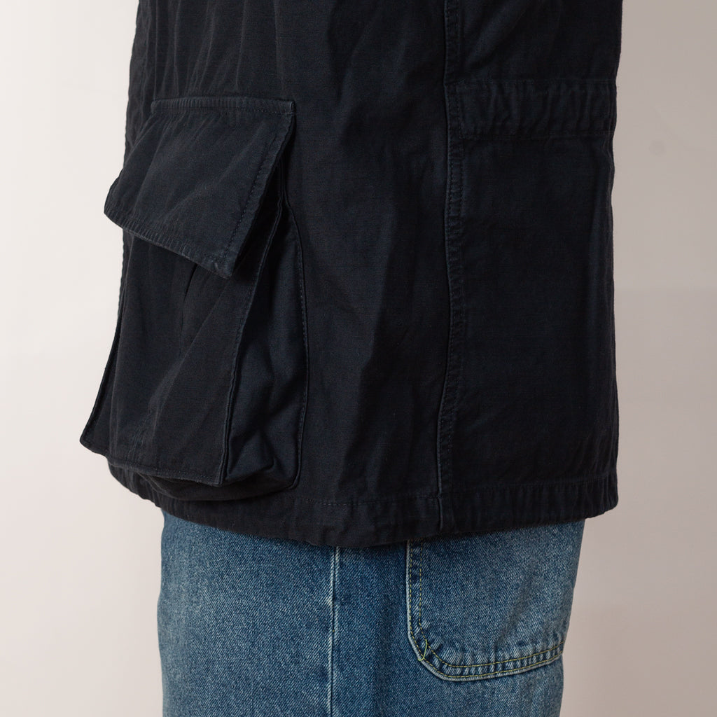 Back Satin Fatigue Jacket - Navy