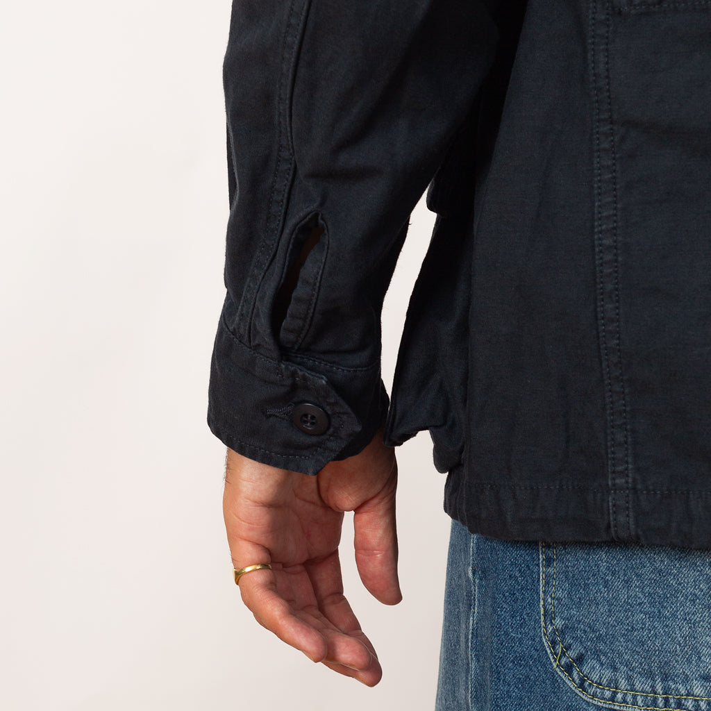 Back Satin Fatigue Jacket - Navy