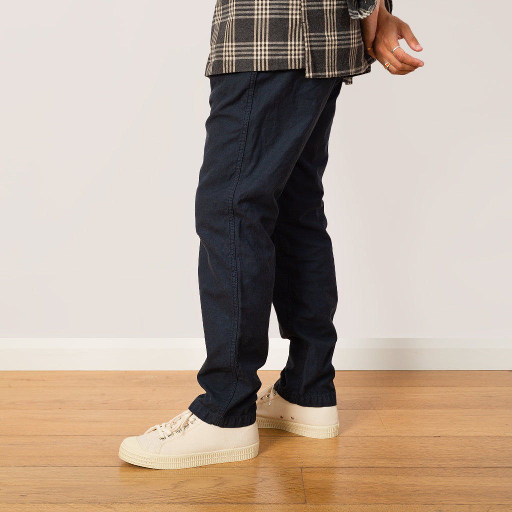 Back Satin Tapered Pants - Navy