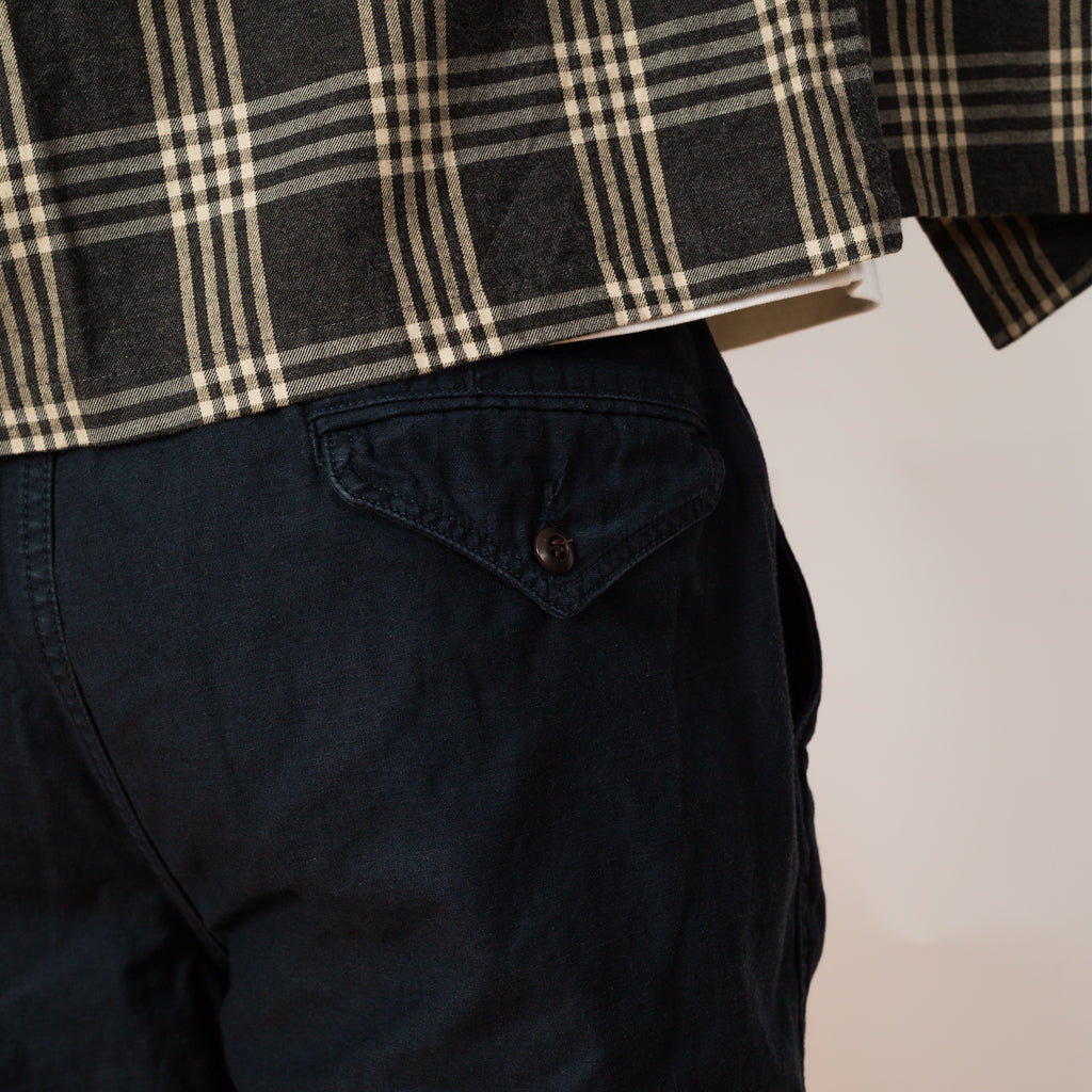 Back Satin Tapered Pants - Navy