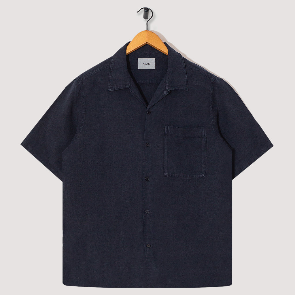 Julio S/S Shirt - Navy Linen