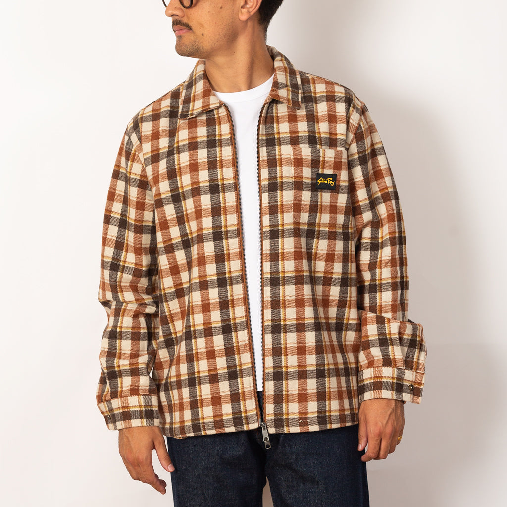 Zip Shirt - Tan Plaid