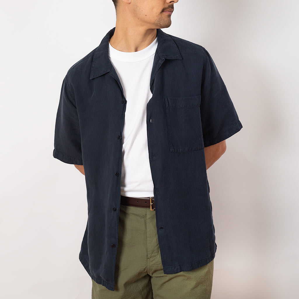 Julio S/S 5028 Shirt - Navy Linen