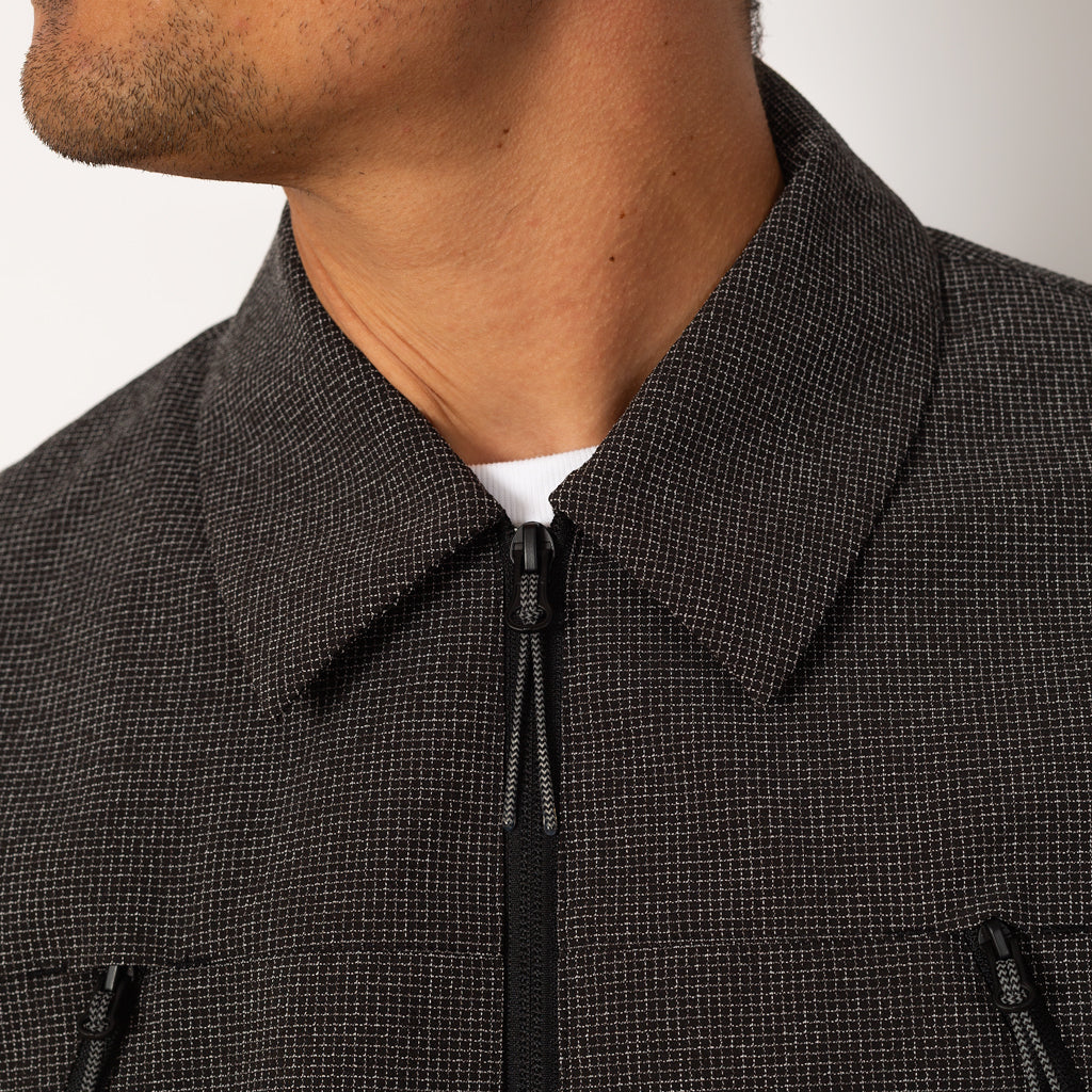 Lamon Reinforced Technical Zip Up Shirt - Black