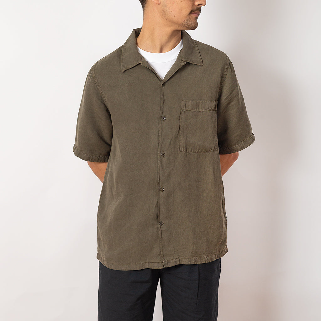 Julio S/S 5028 Shirt - Capers Green Linen