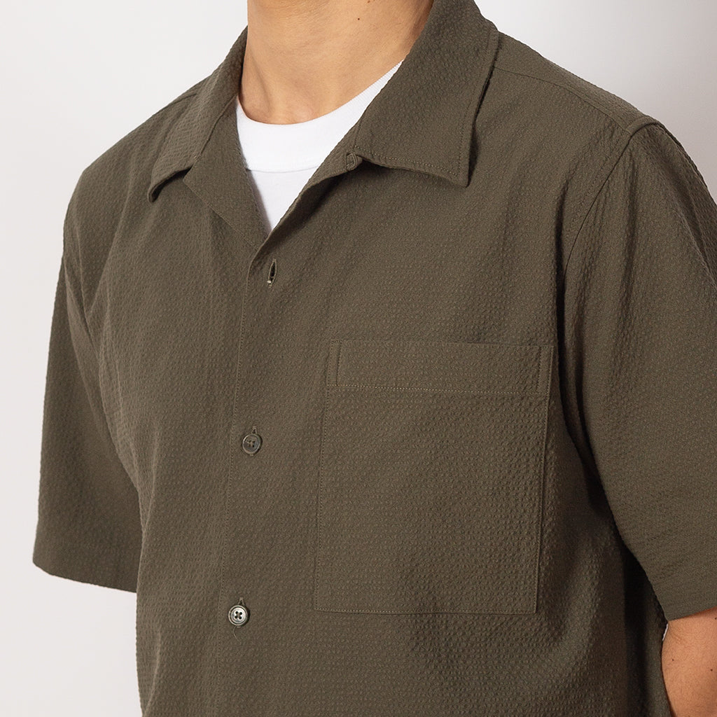Julio S/S 1040 Shirt - Capers Green Seersucker