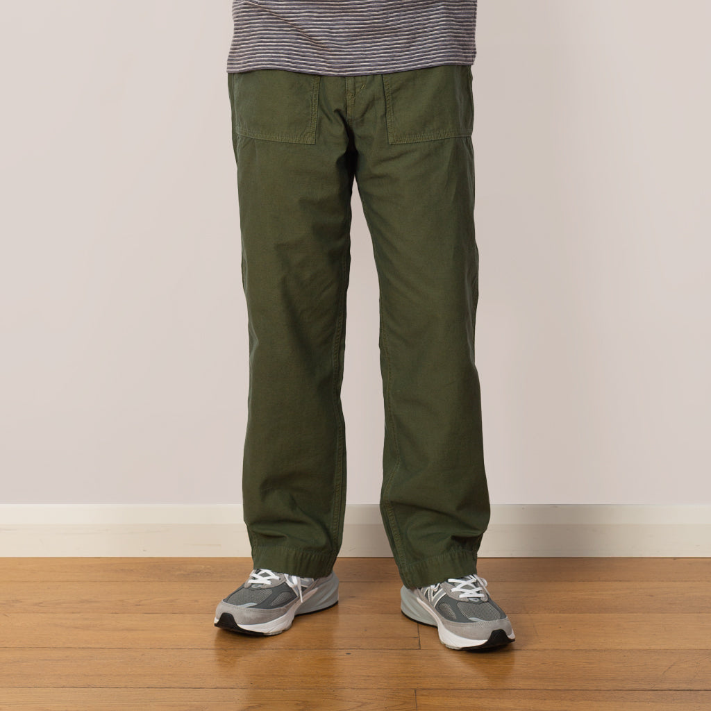 Back Satin Wide Baker Pants - Olive
