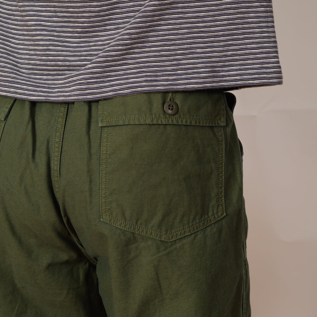 Back Satin Wide Baker Pants - Olive