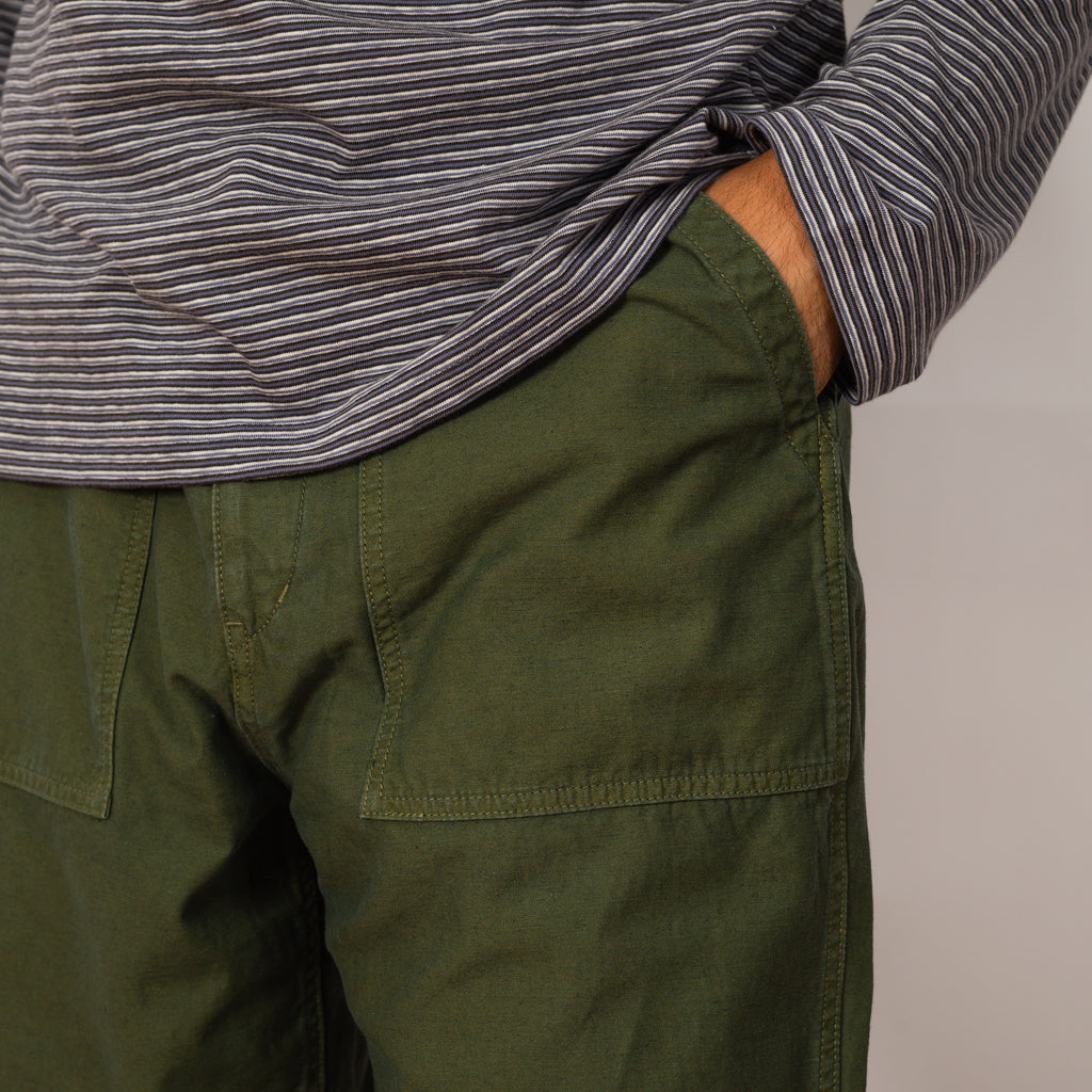 Back Satin Wide Baker Pants - Olive