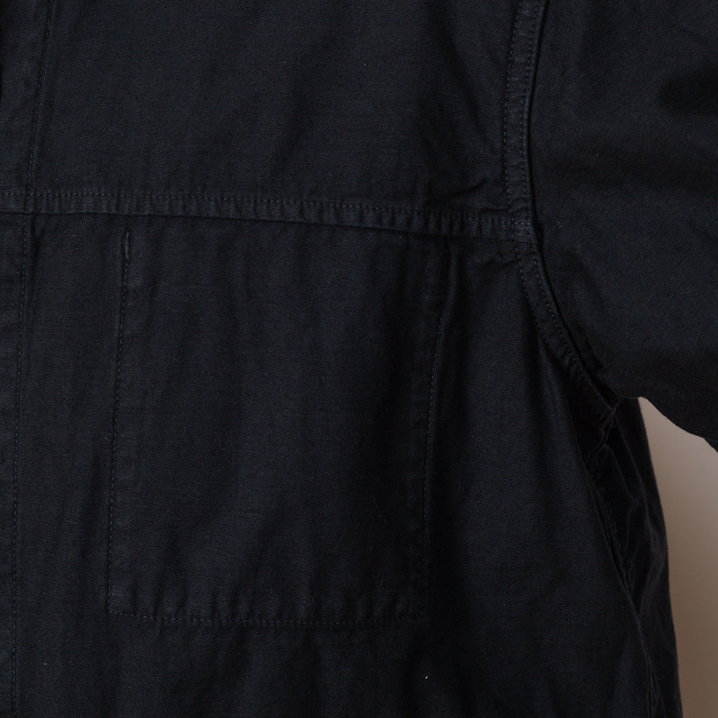 Back Satin Long Shirt Jacket - Navy