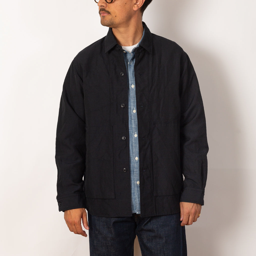 High Density Oxford Shirt Jacket - Navy