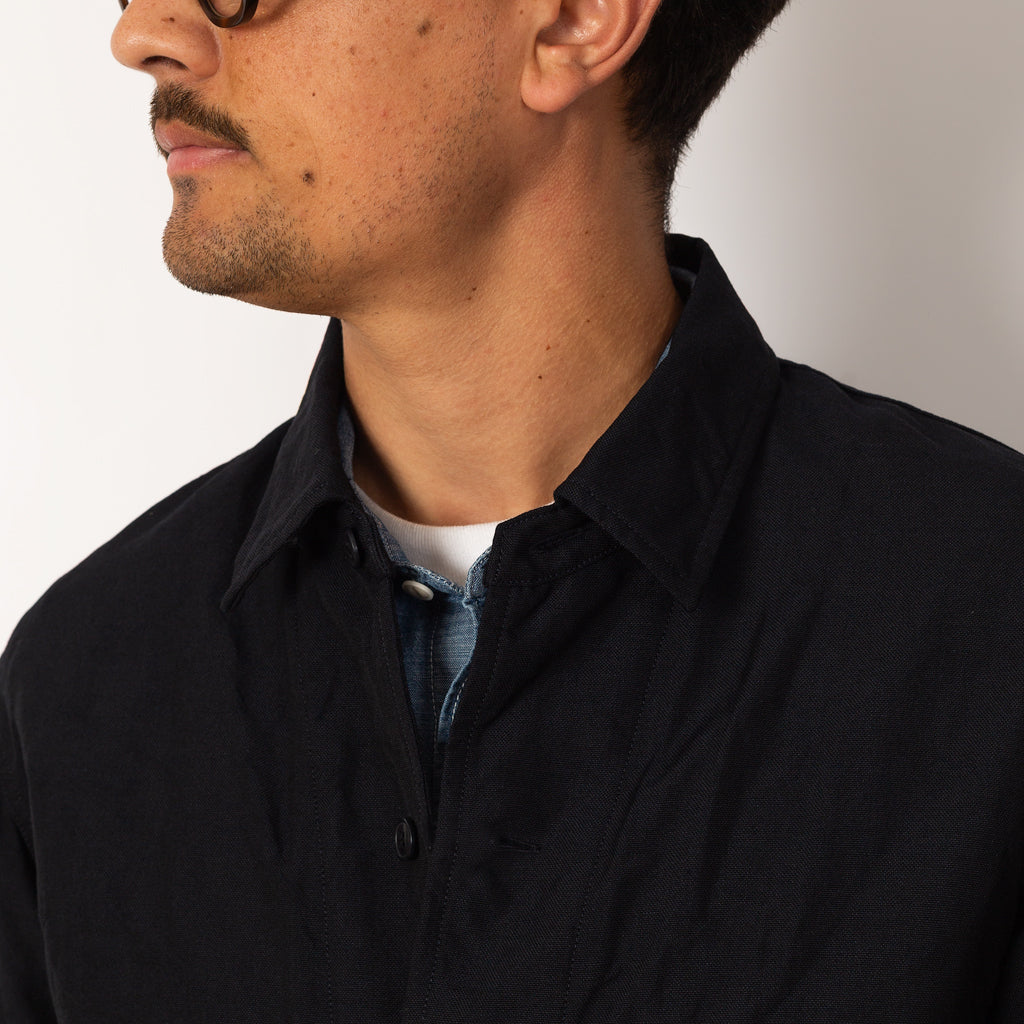 High Density Oxford Shirt Jacket - Navy