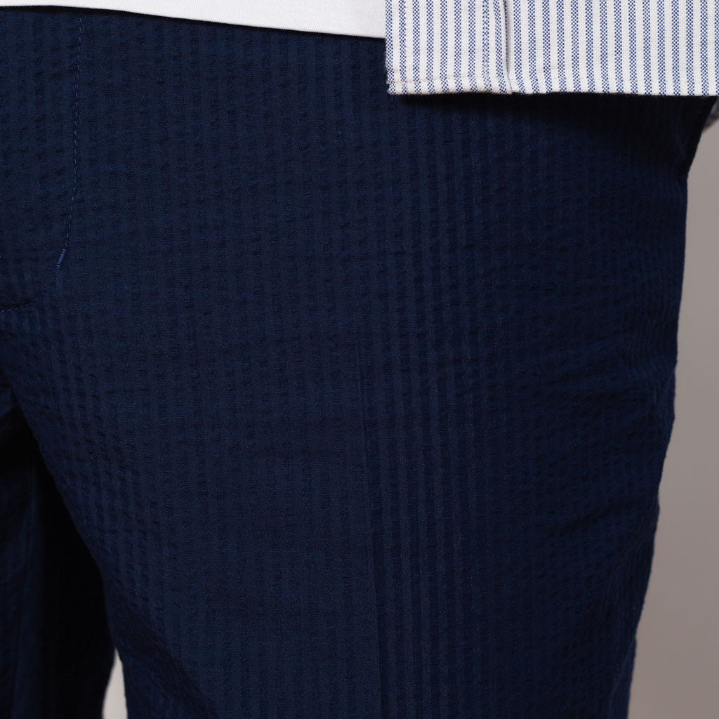 Seersucker Ivy Trouser - Navy Solid