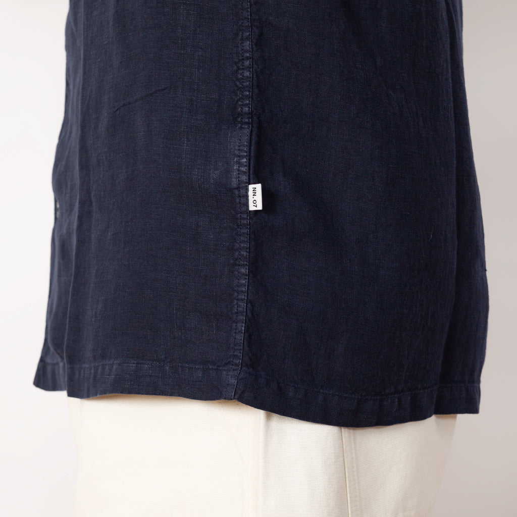 Julio S/S 5706 Shirt - Navy Blue Linen
