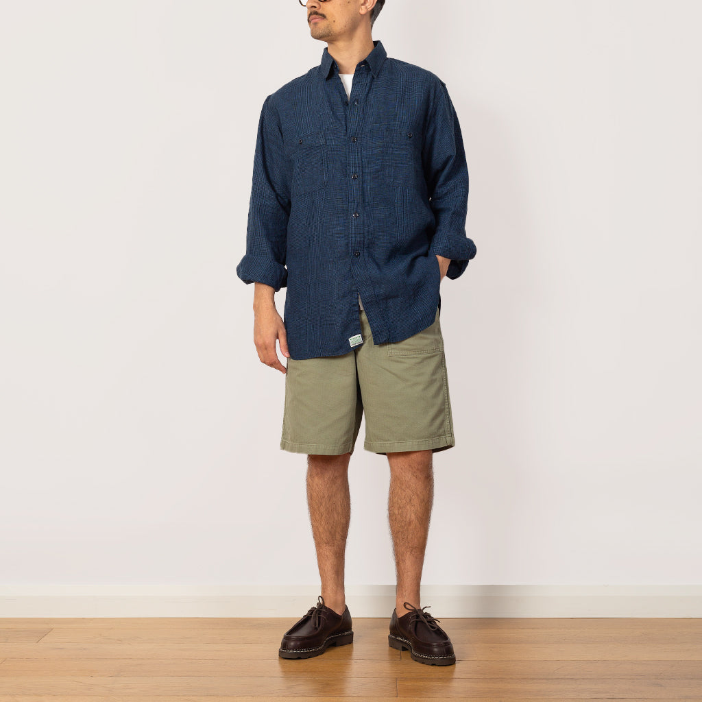 Linen Work Shirt - Indigo Check