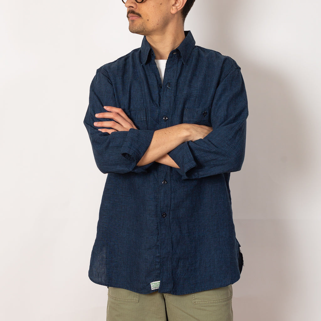 Linen Work Shirt - Indigo Check
