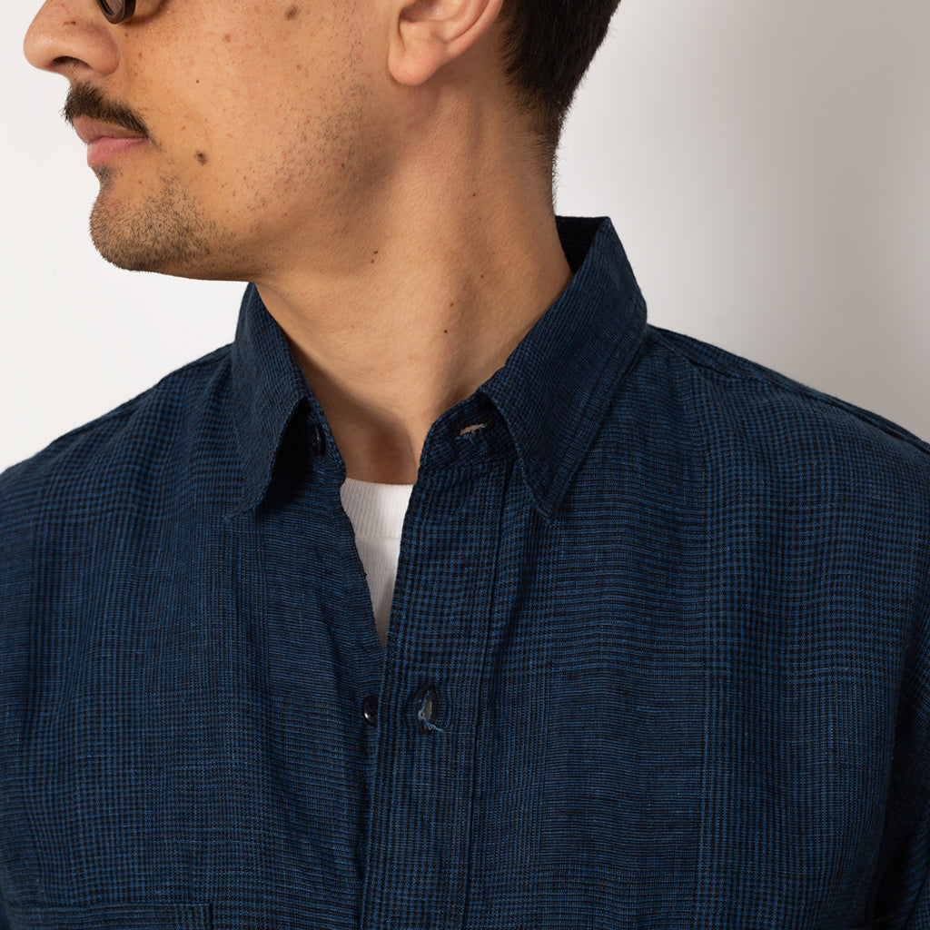 Linen Work Shirt - Indigo Check