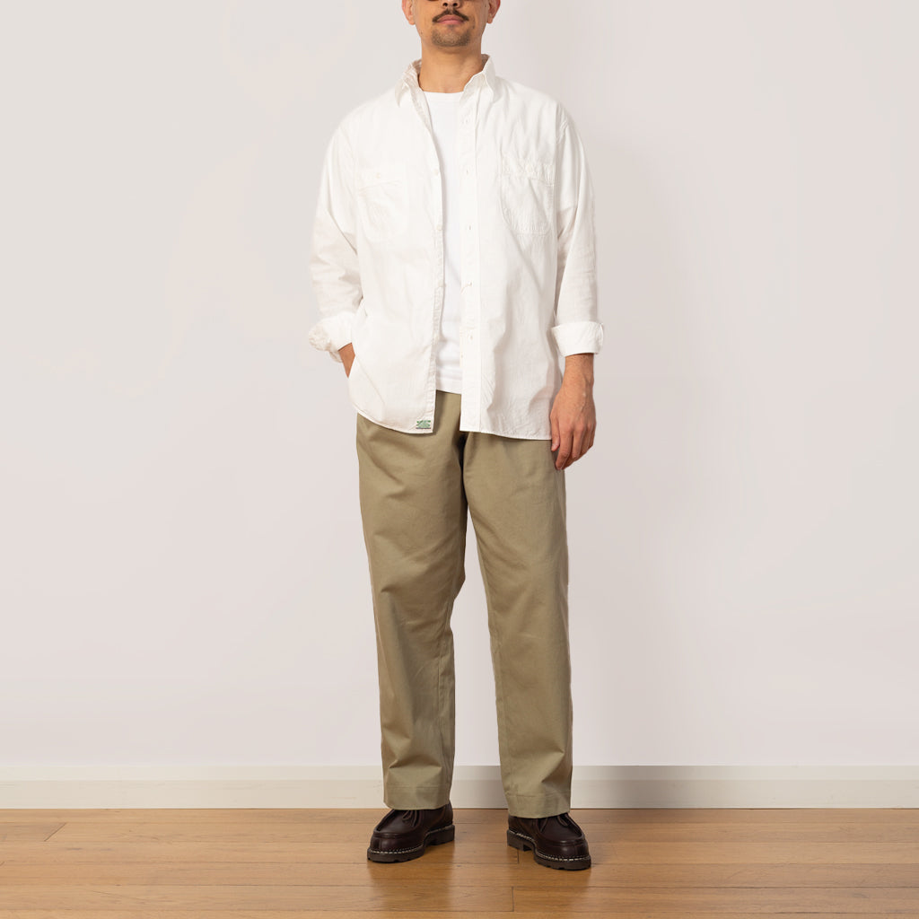 Chambray Work Shirt Wide Fit - White