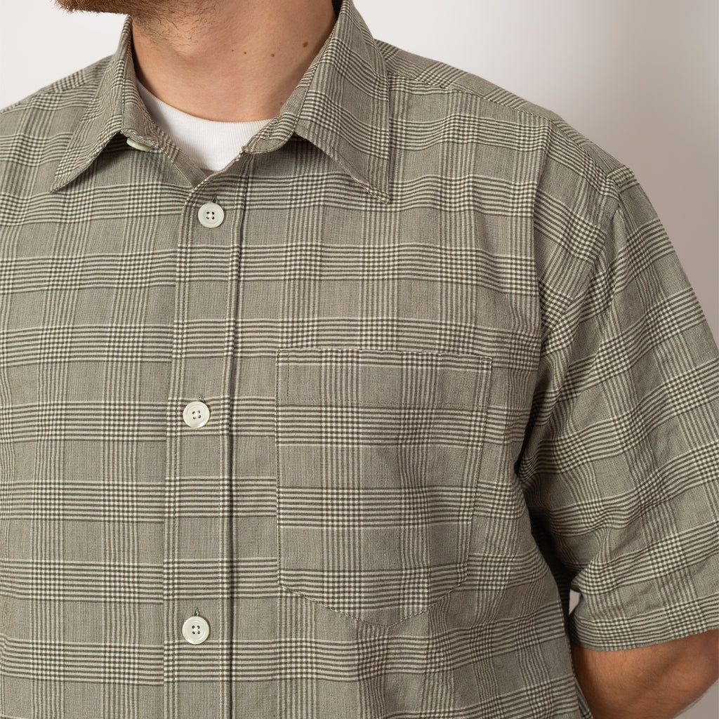 Mo Oversized Check SS Shirt - Moss Green