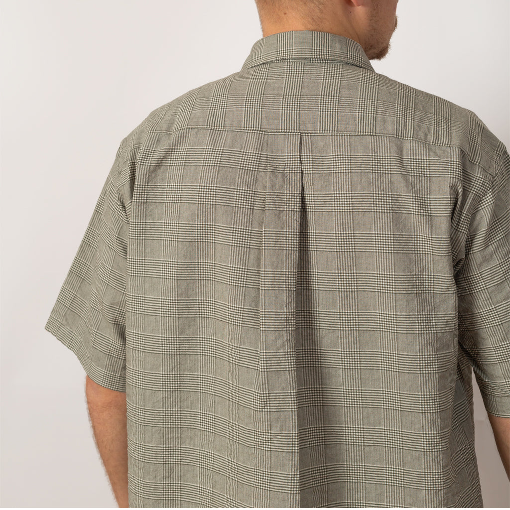 Mo Oversized Check SS Shirt - Moss Green