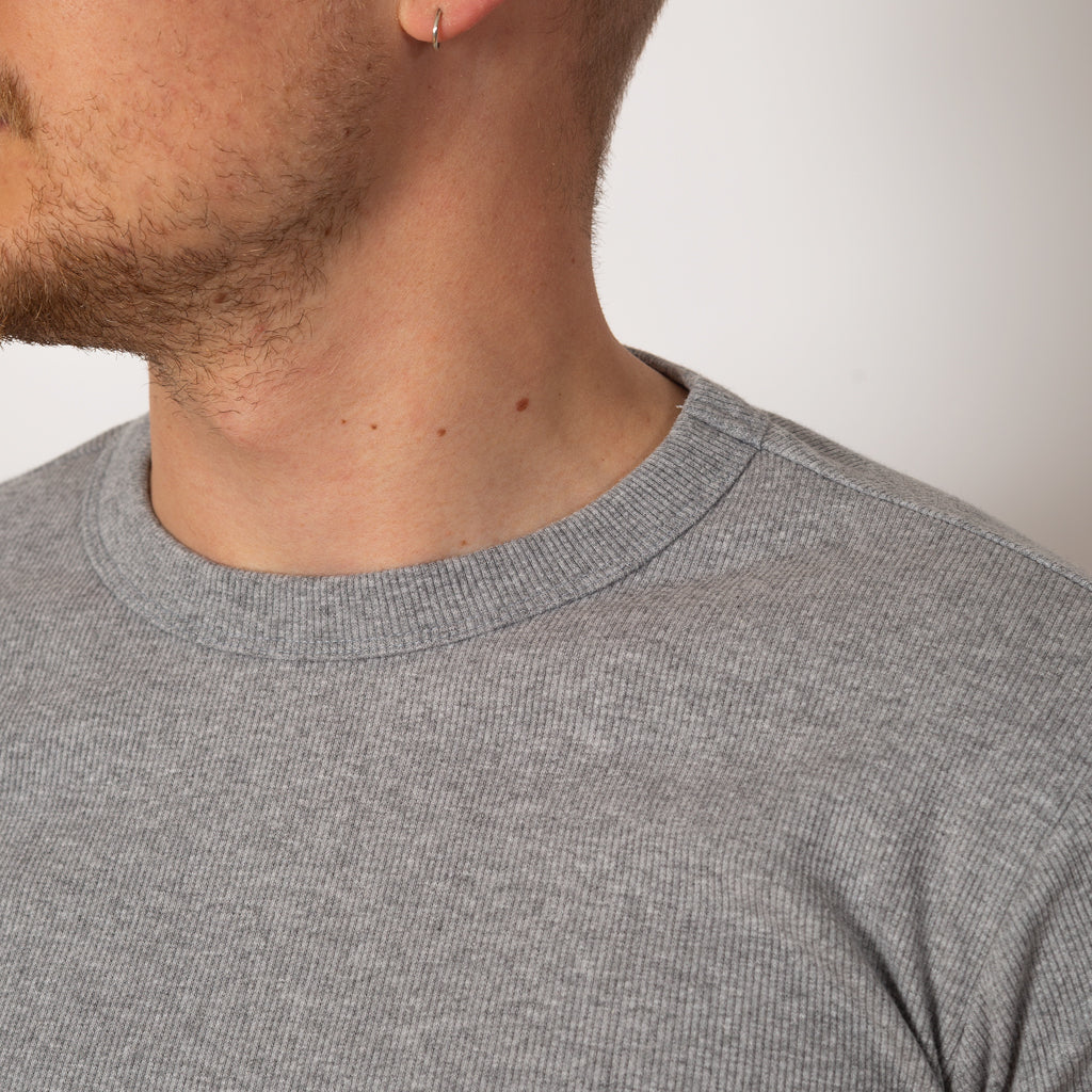 Heavyweight Rib Crew S/S - Heather Grey