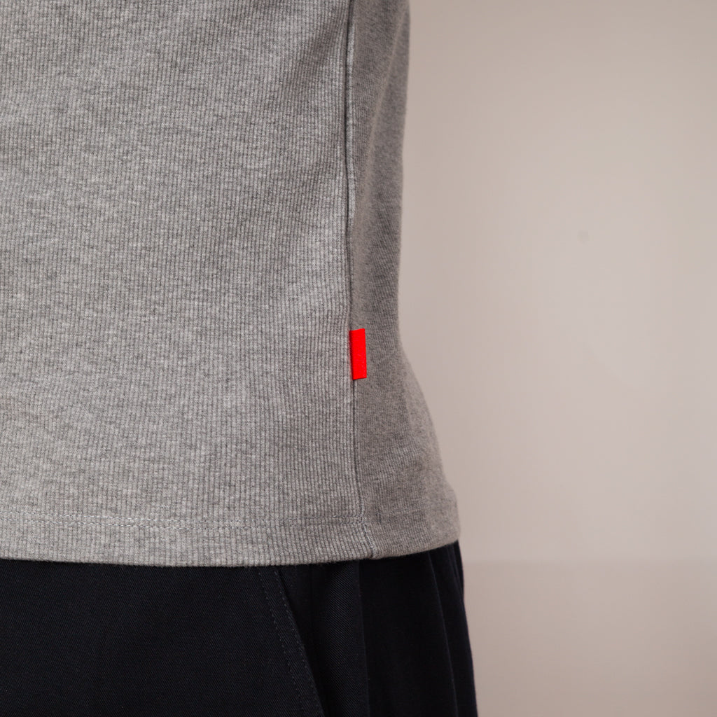 Heavyweight Rib Crew S/S - Heather Grey