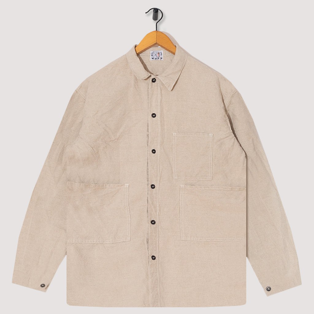 Three Pocket Square Tail Linen Cotton Shirt - Rinse