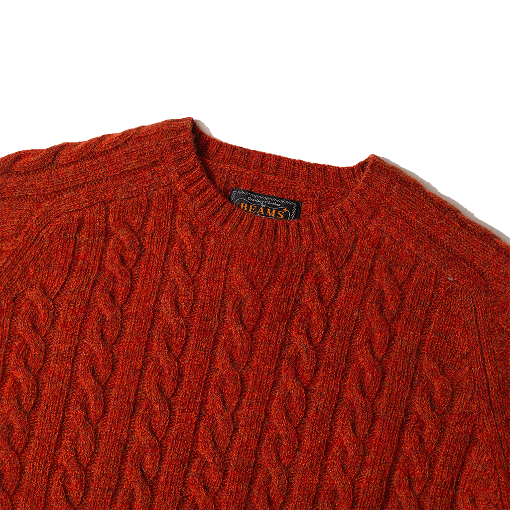 Cable Crew Neck Knit - Brick