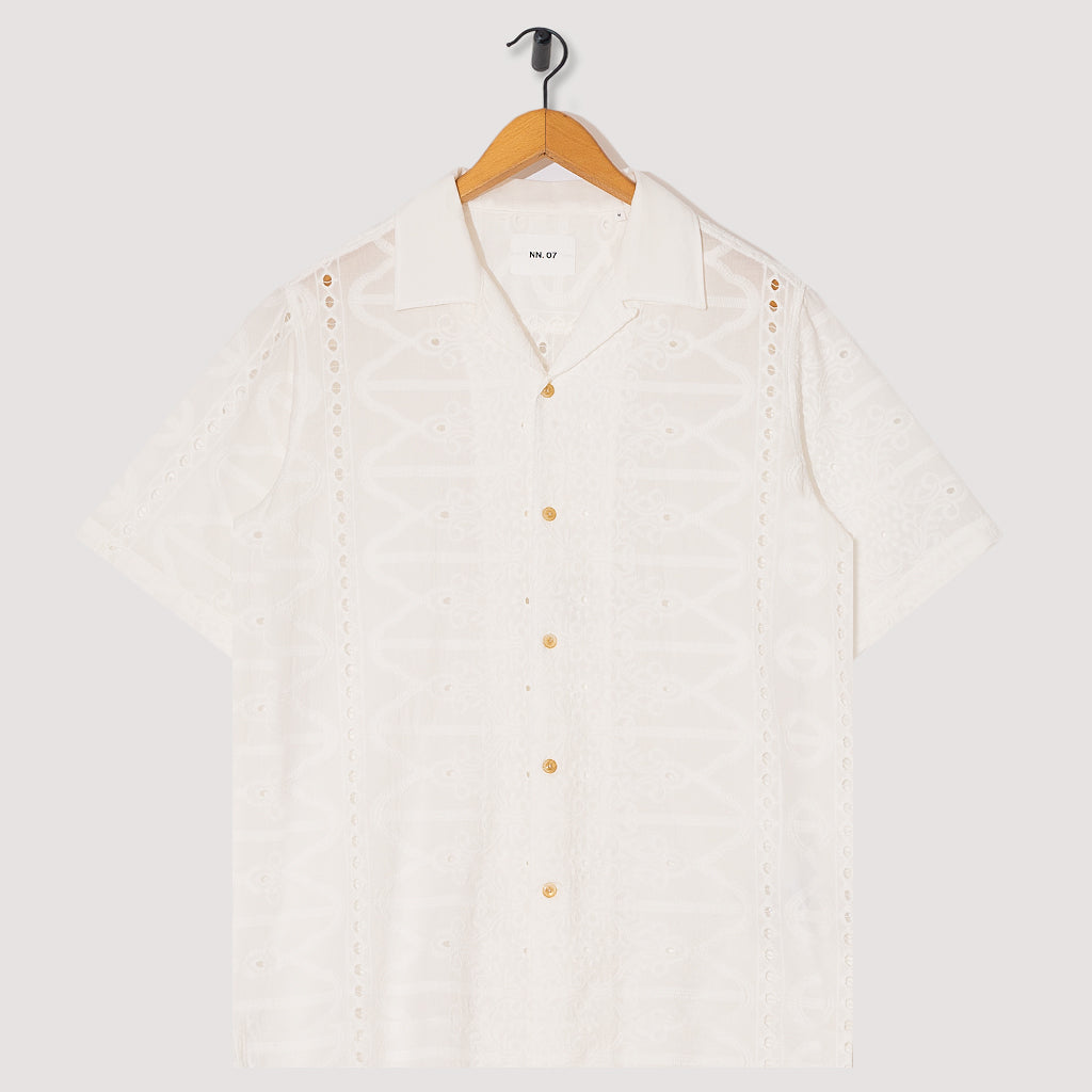 Julio S/S Shirt - White Embroidery