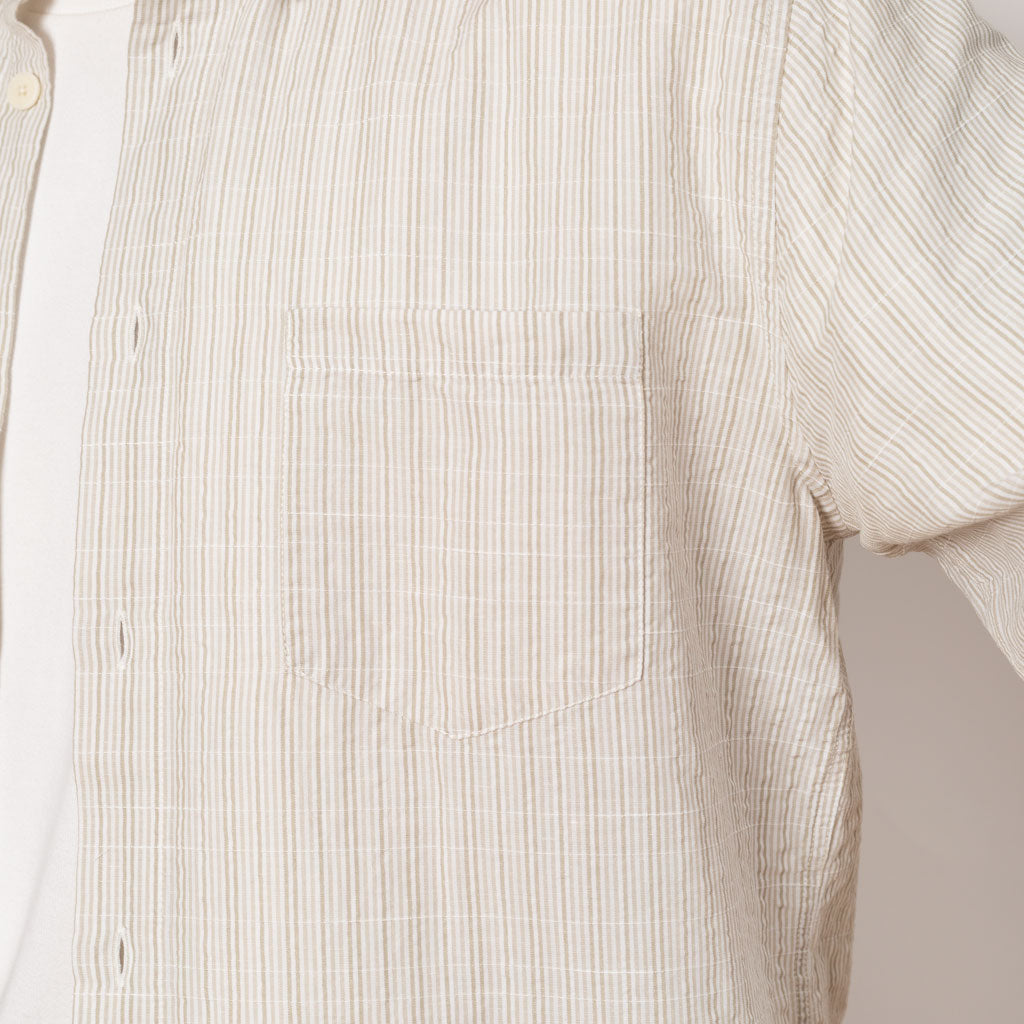 Relaxed Fit Shirt - Sage Microstripe Slub