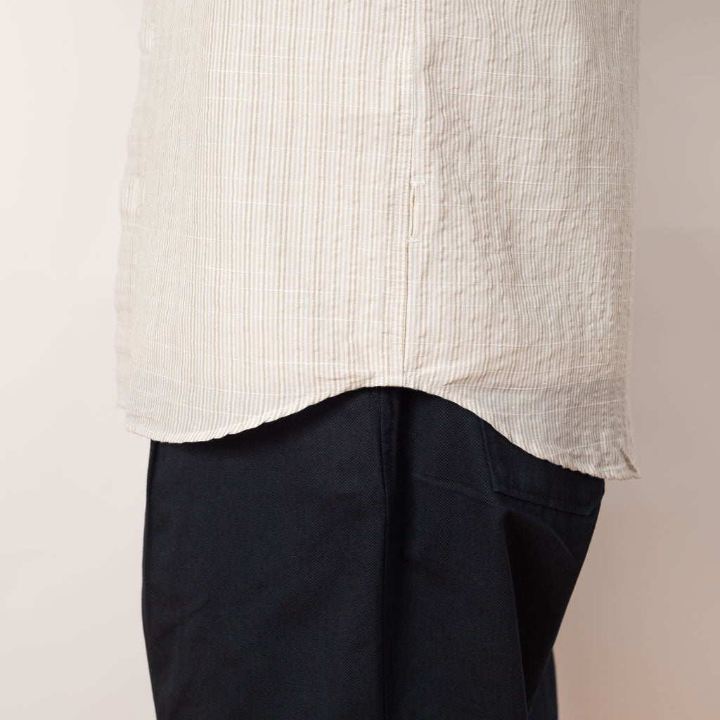 Relaxed Fit Shirt - Sage Microstripe Slub