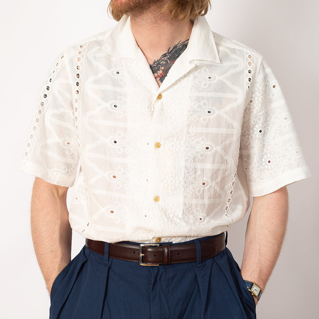 Julio S/S 5392 Shirt - White Embroidery