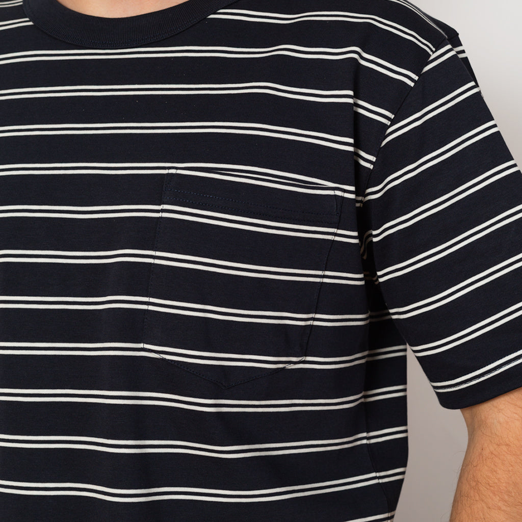 Holger Organic Sailor Stripe Pocket Tee - Dark Navy