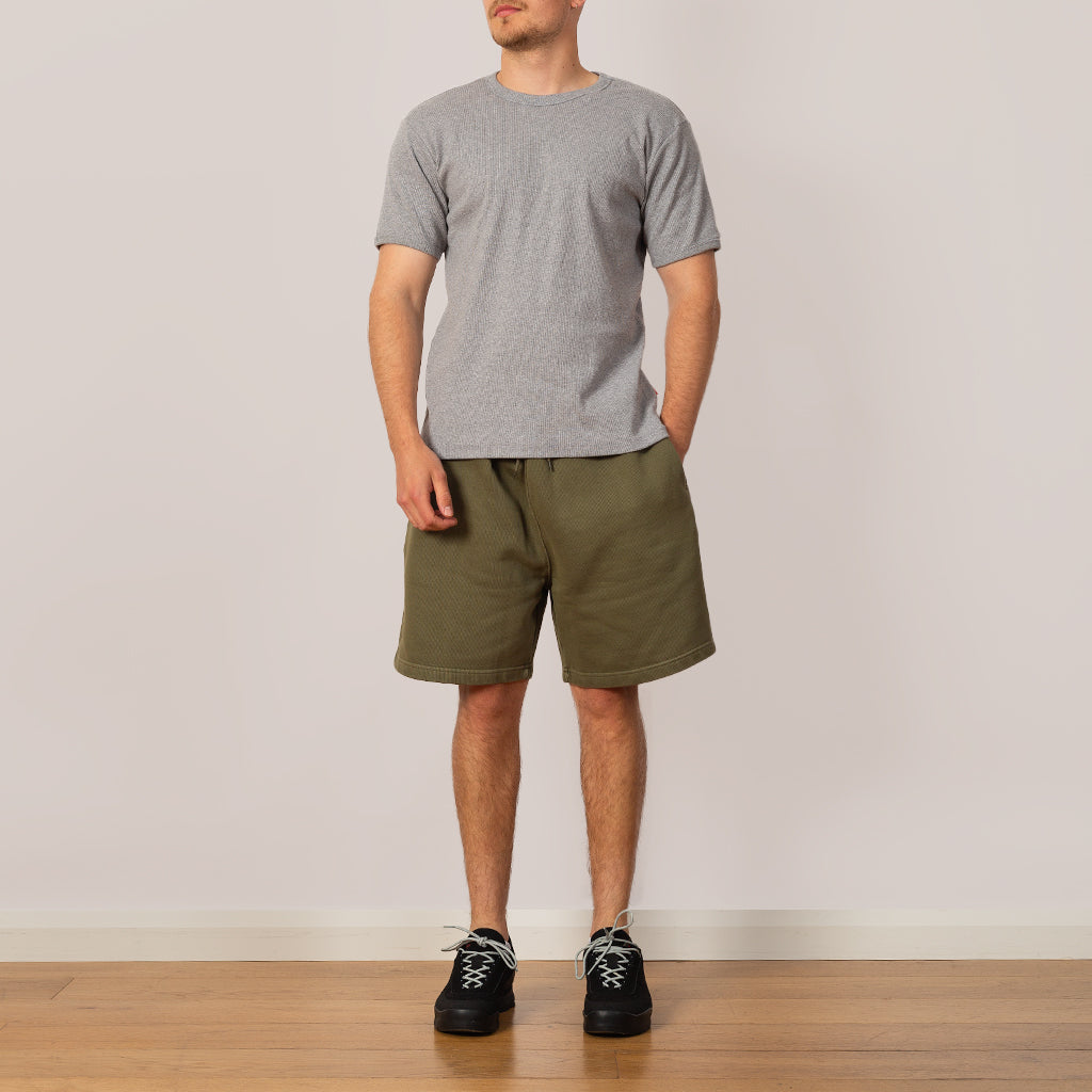 Heavyweight Rib Crew S/S - Heather Grey