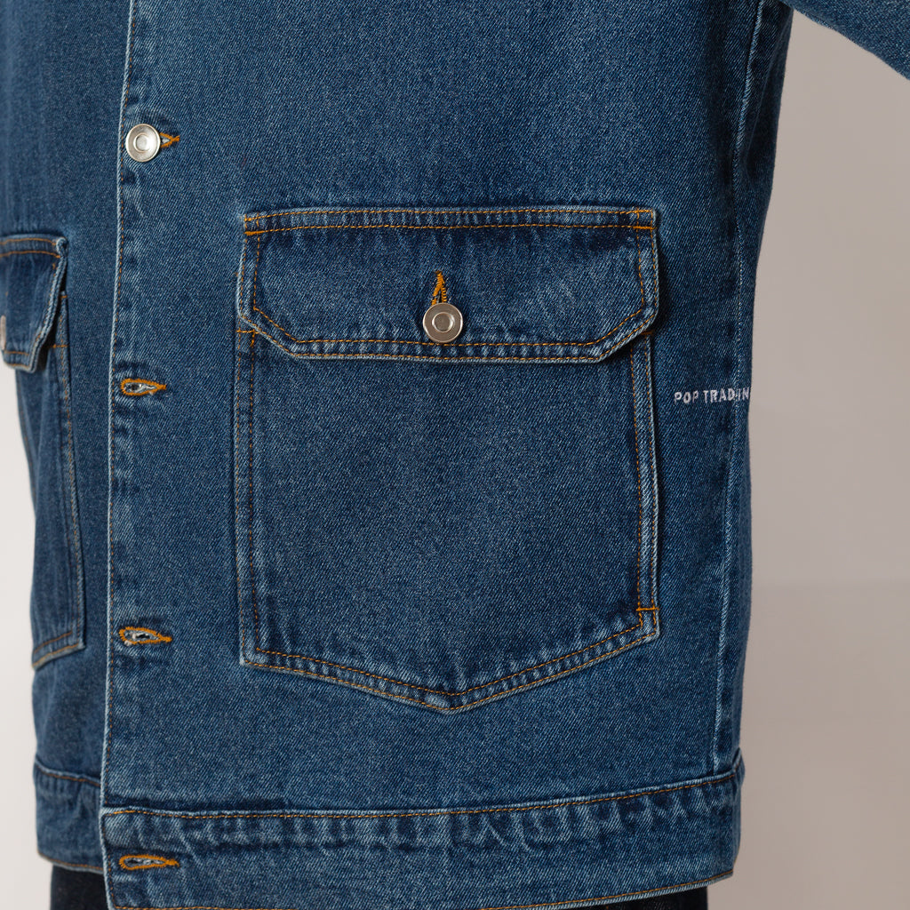 Full Button Denim Jacket - Rinsed Denim