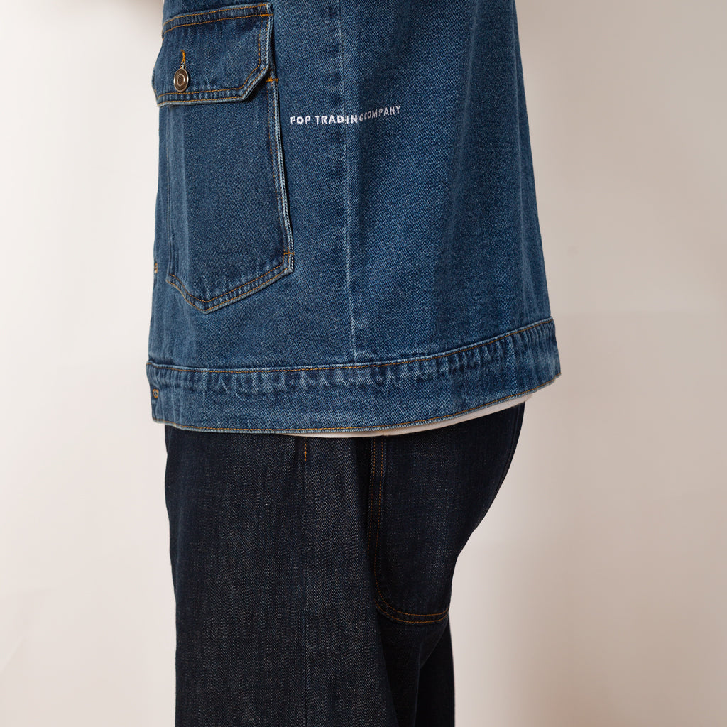 Full Button Denim Jacket - Rinsed Denim
