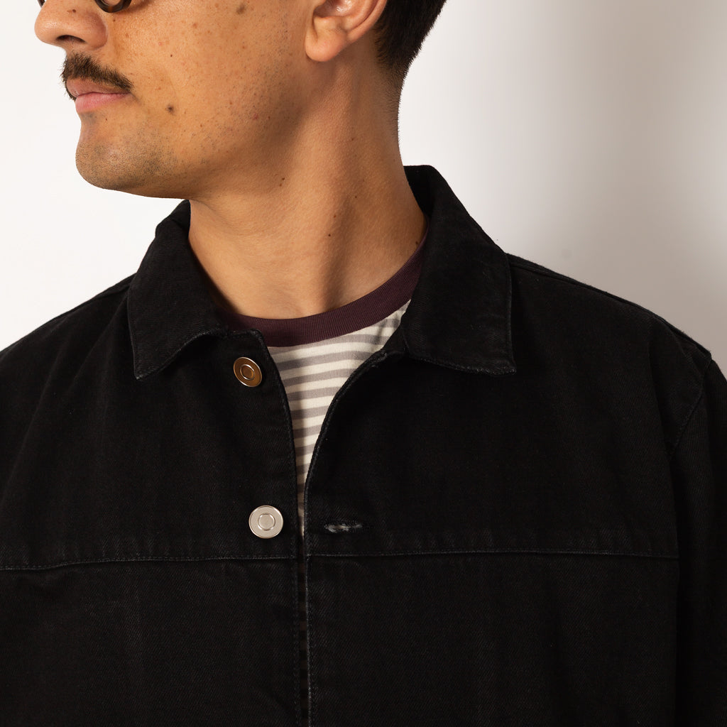 Full Button Denim Jacket - Rinsed Black