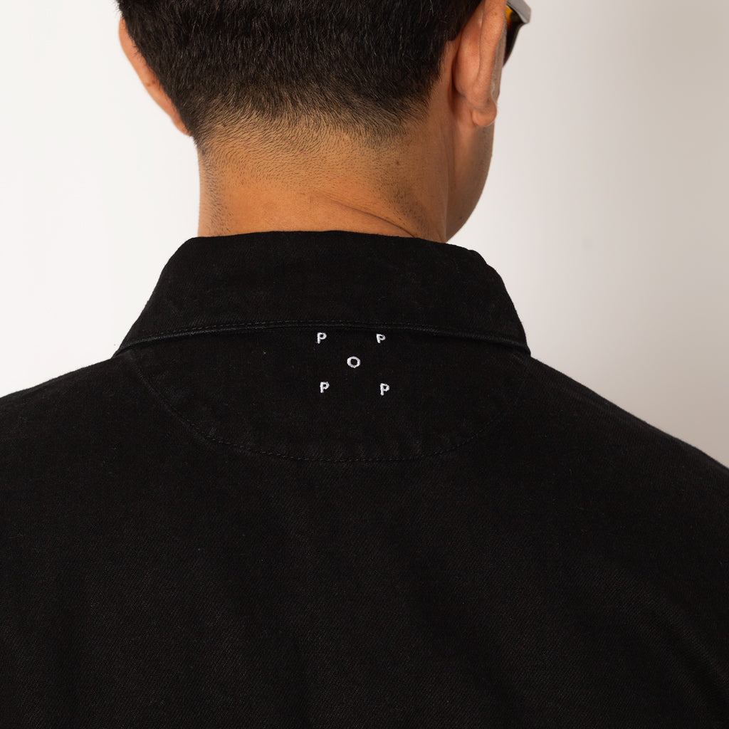 Full Button Denim Jacket - Rinsed Black