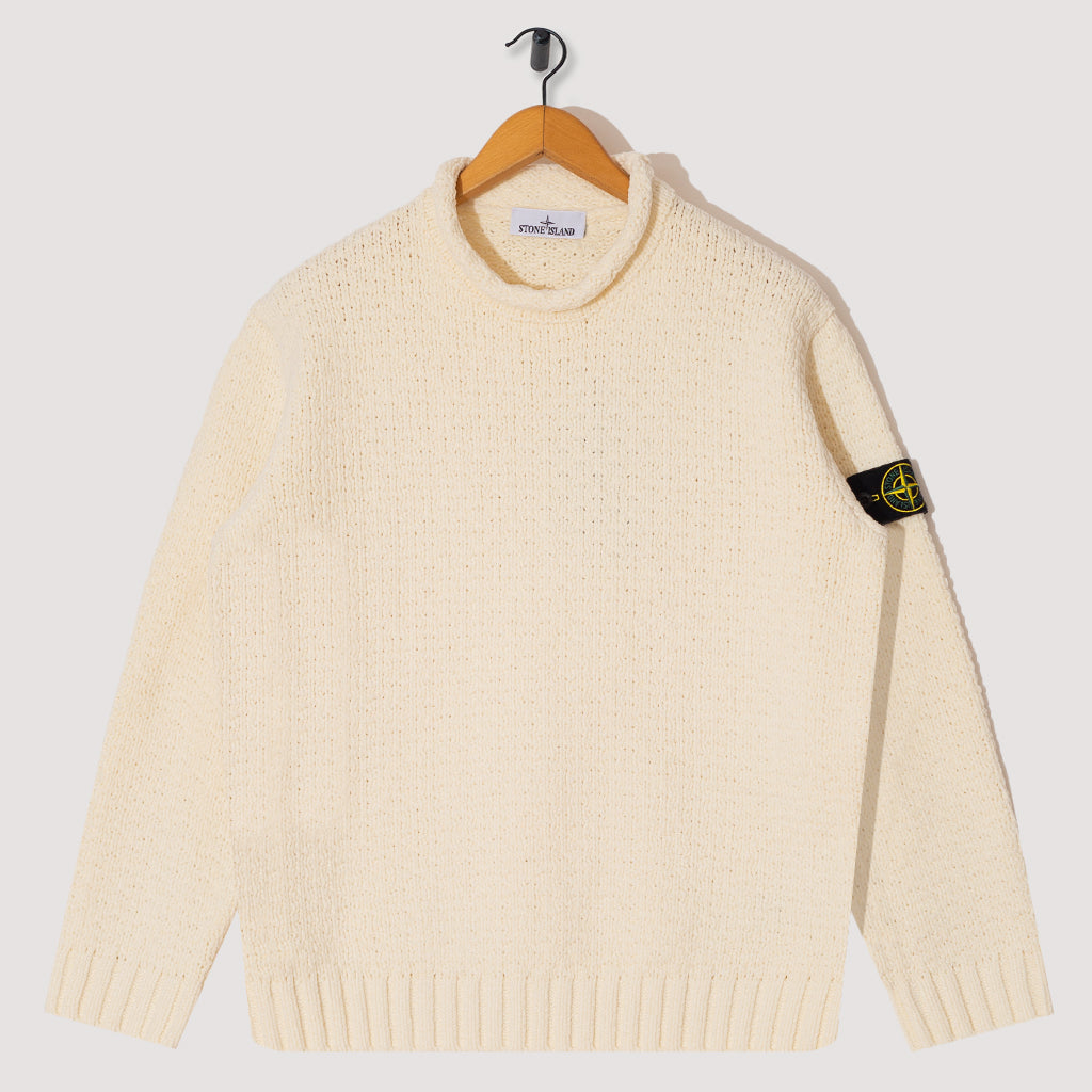 Chenille Mock Neck Knit Ivory V0093 Stone Island Peggs