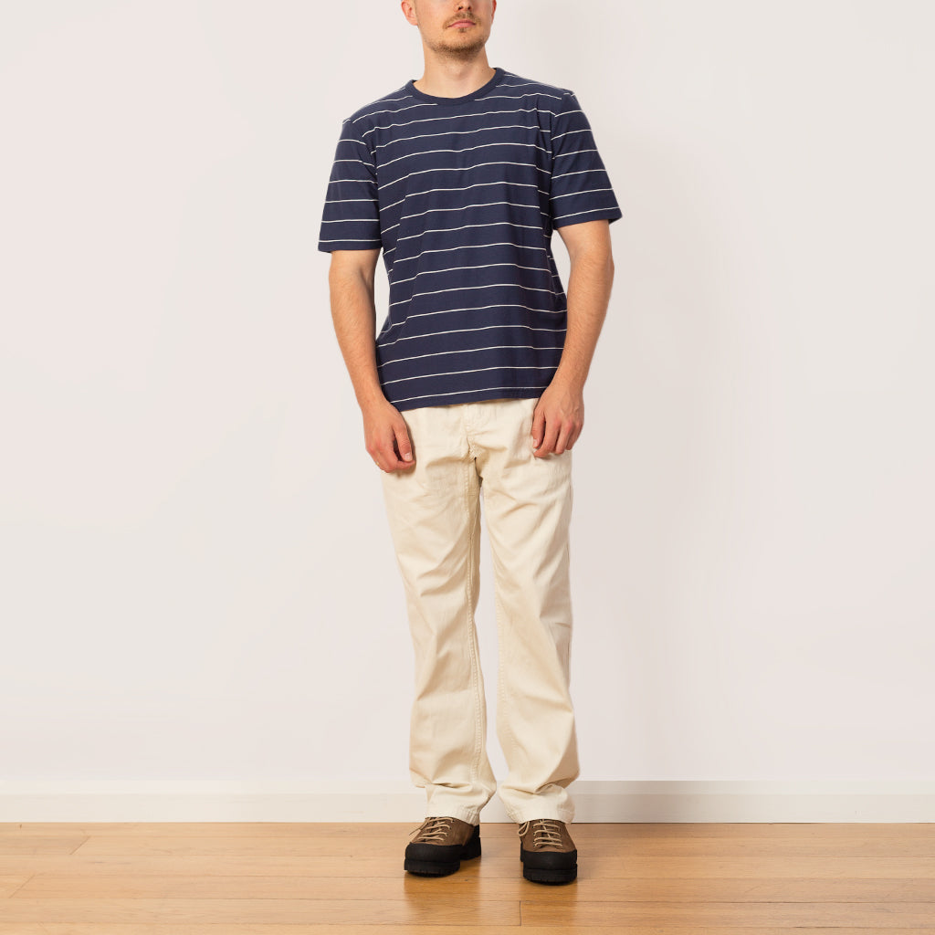 Micro Stripe Tee - Navy Ecru