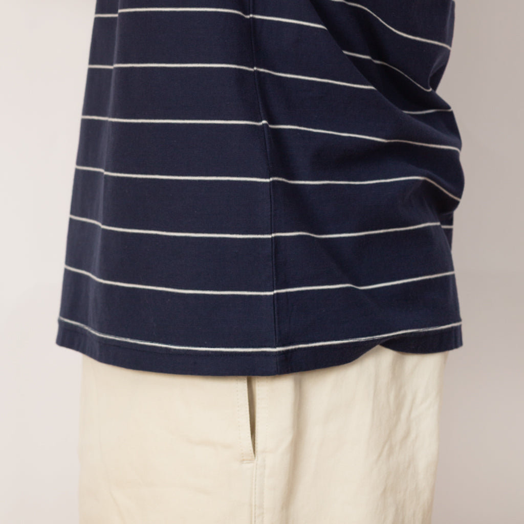 Micro Stripe Tee - Navy Ecru