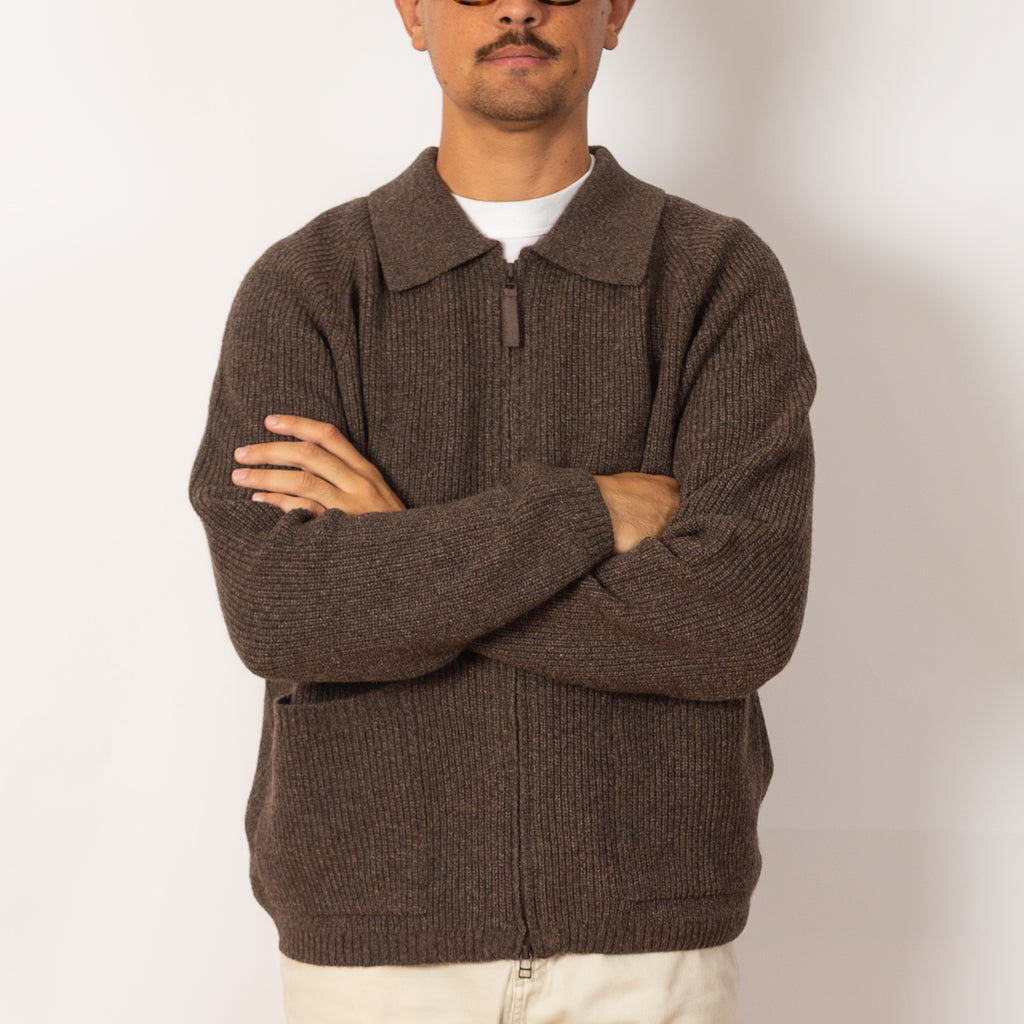 Zip Cardigan - Eco Wool Brown