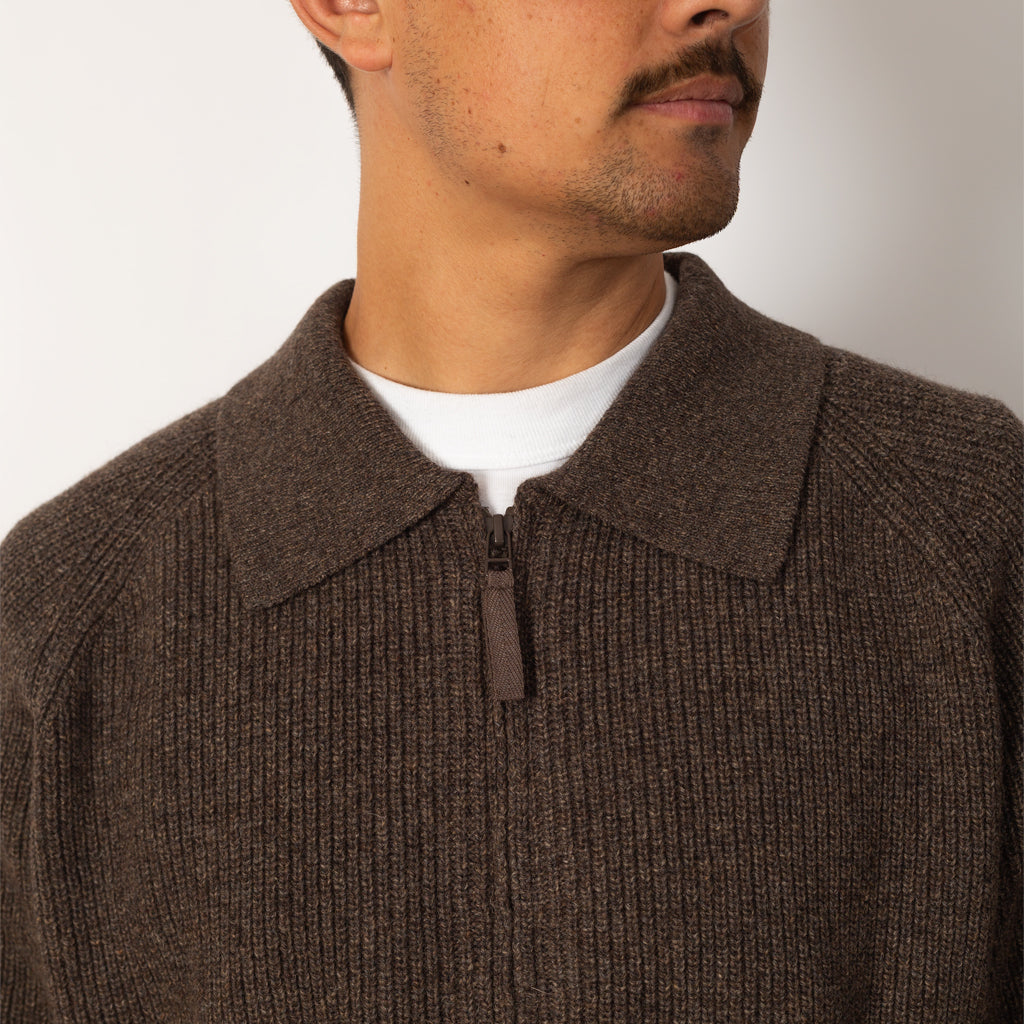Zip Cardigan - Eco Wool Brown
